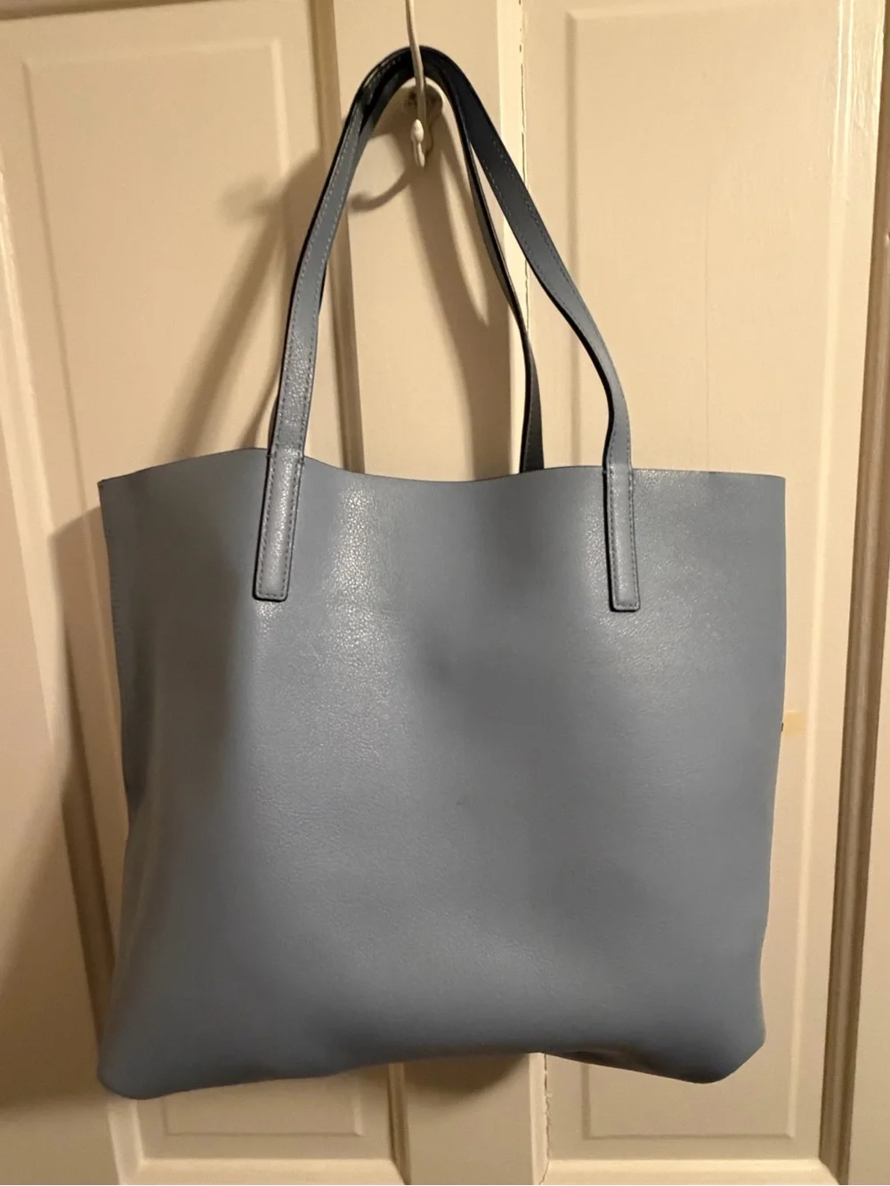 kate spade Plaid Leather Tote - Navy & Burgundy with Light Blue Handles